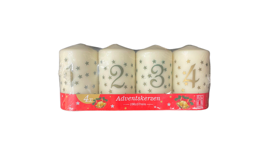 Set of 4 Numbered Christmas Candles