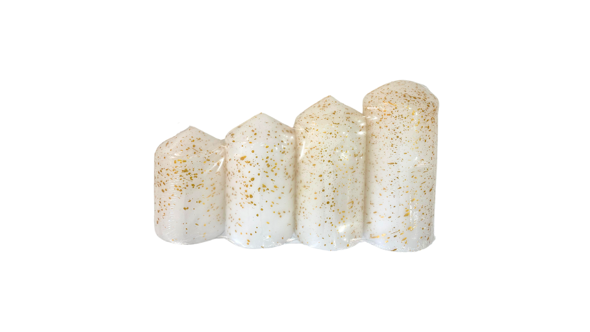 Se of 4 Christmas Candles White & Gold