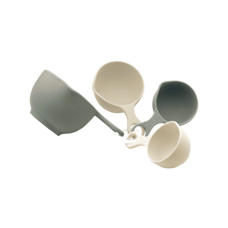 Point-Virgule-Bamboo Fiber Set of 4 Measuring Cups Cement Grey & Off-White