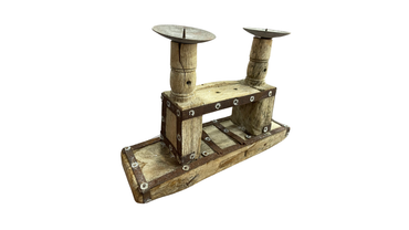 Candle Holder Wood and Steel Large