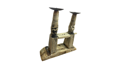 Candle Holder Wood and Steel Medium