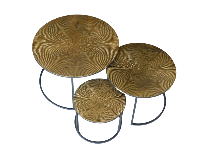 Houten Metal Side Table (Brass Gold) – set of 3 pieces by Mysons