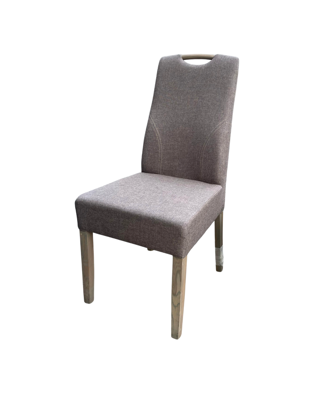 Grey Textile Chair with Wooden Legs (displayed)