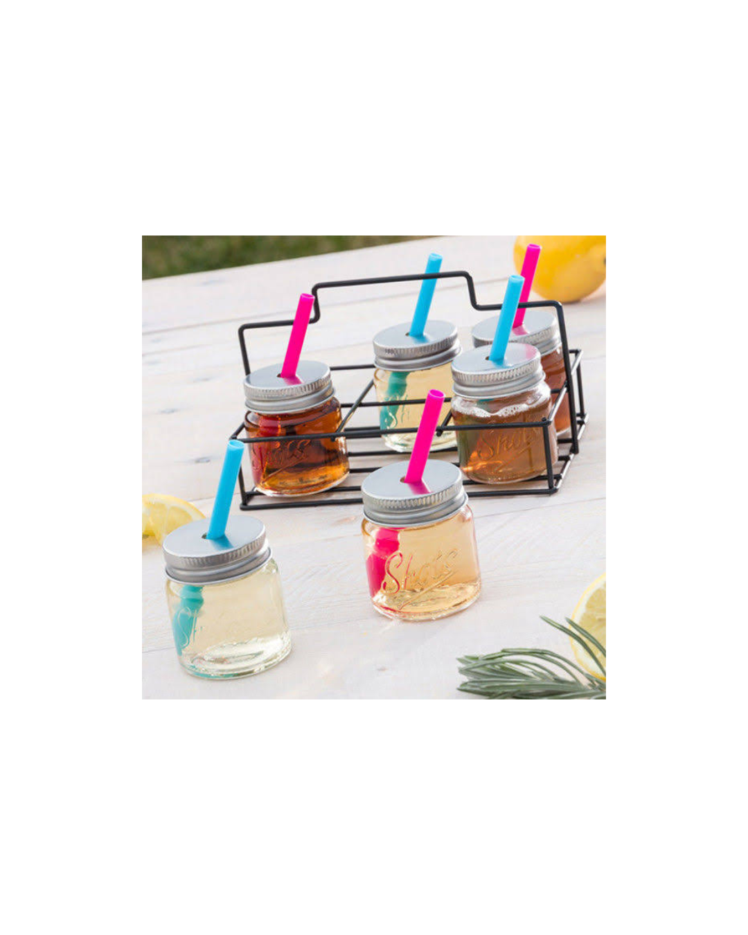 Set of 6 Glass Shot Glasses With Straw by Cucina & Tavola
