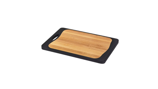 Cutting board mod. Kombi Black 33 x 23 cm, with handle and juice groove (By Wenko)