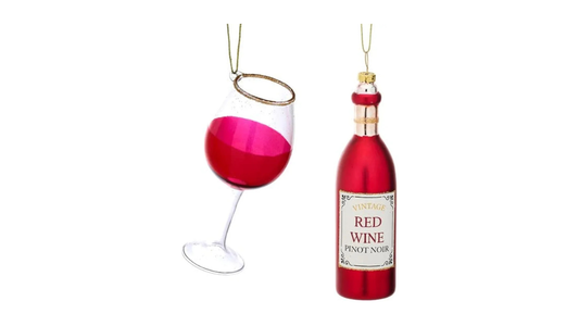Holiday Elegance-Christmas Ornaments Wine Bottle and Glass