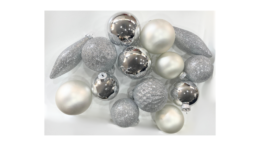 39 Pcs Silver Christmas Ornaments