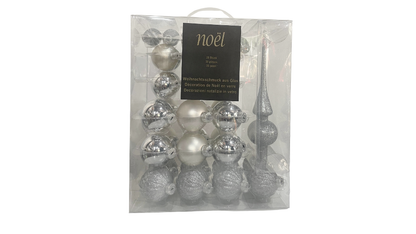 39 Pcs Silver Christmas Ornaments