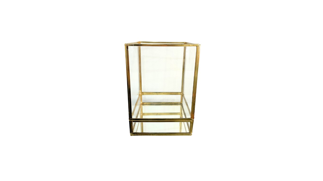 Festive Clear and Gold Vase/Box with Mirror-M