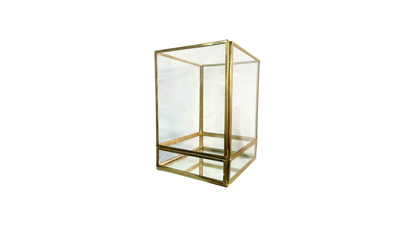 Festive Clear and Gold Vase/Box with Mirror – L