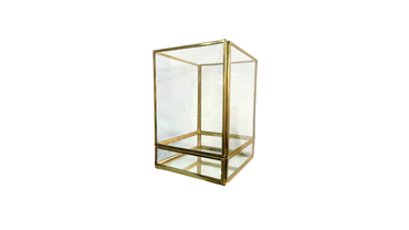 Festive Clear and Gold Vase/Box with Mirror – L