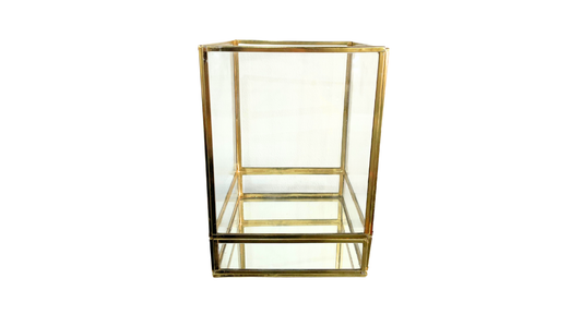 Festive Clear and Gold Vase/Box with Mirror - L