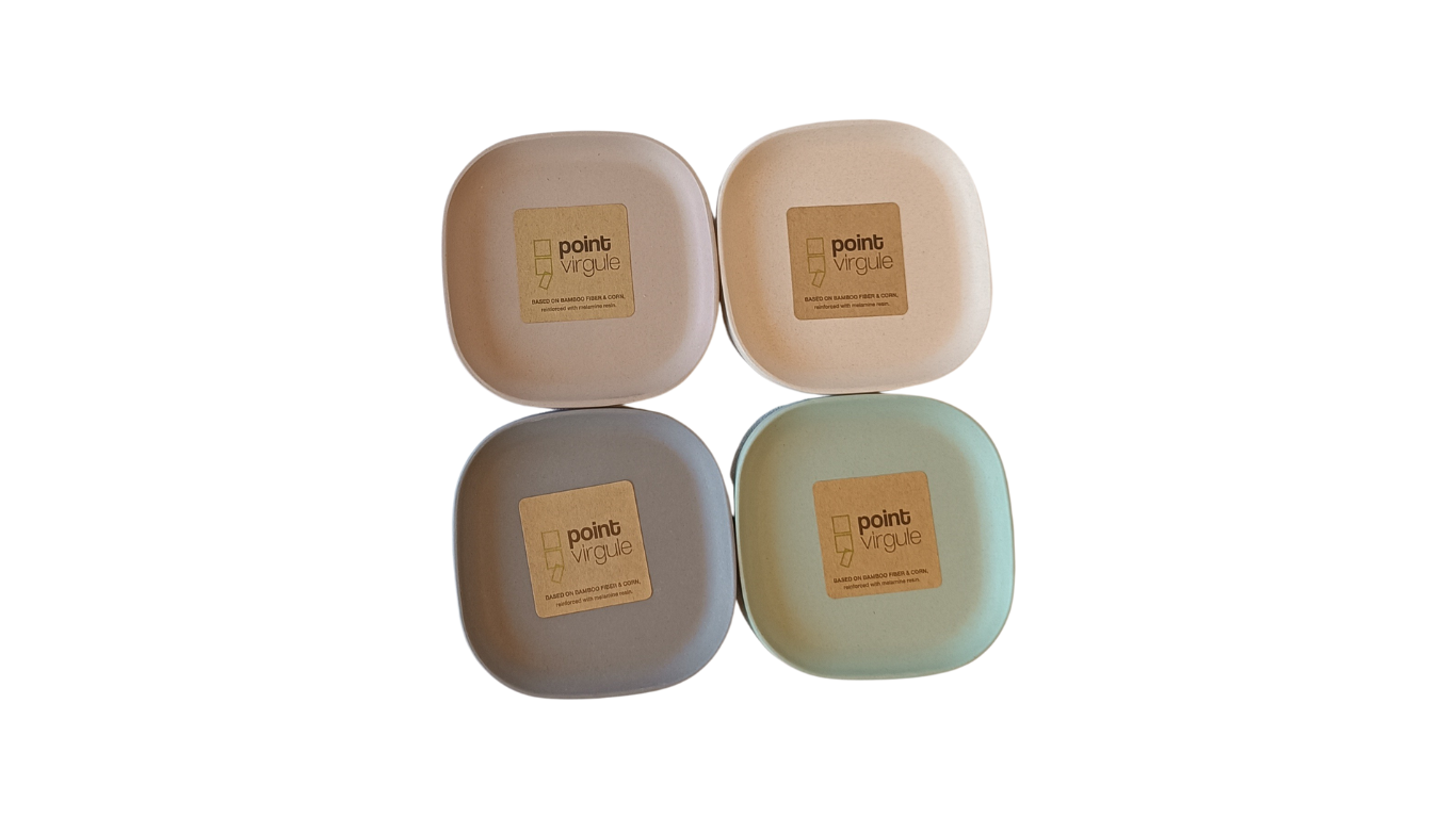 Point-Virgule Small Square Bamboo Fiber Dish Blush -9,6×9,6×1,2cm