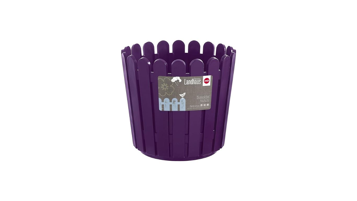 Emsa 512686 – Flowerpot Round, Country House Style, 11 Liter, Purple, Country House