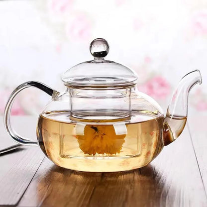 600ml Glass Tea Pot With Glass Cups Warmer High Borosilicate Glass