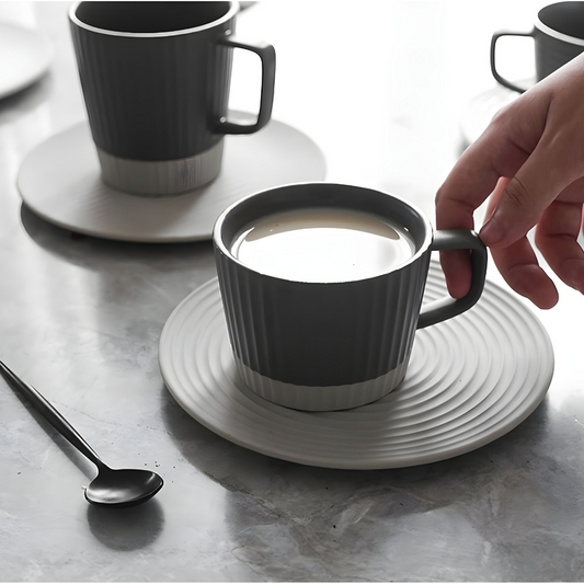 Chic and Modern 200ml Frosted Coffee Mug With Saucer