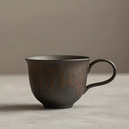 Premium Vintage Rustic Pottery Coffee Mug with Large Handle