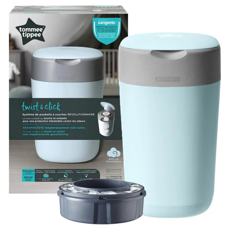 Nappies Bin Twist & Click Sky blue