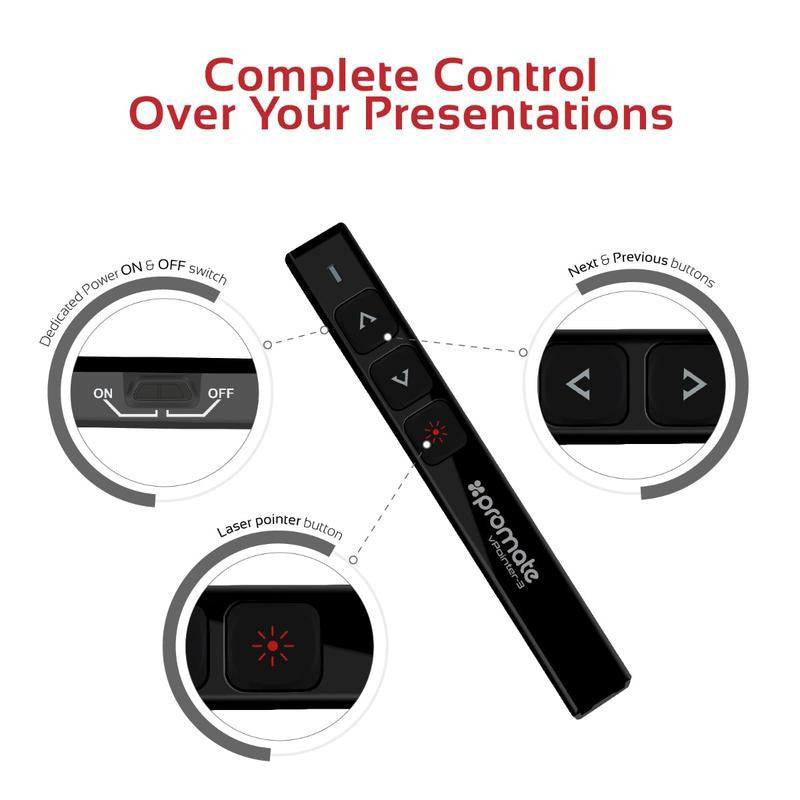 Promate Vpointer-3 2.4 Ghz Ultra-Slim Professional Wireless Presenter With Laser Pointer