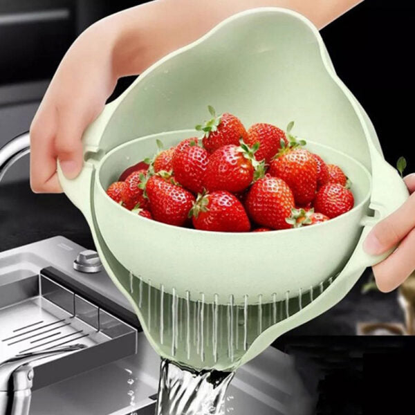 Double Layer Fruit & Vegetable Drain Basket ( green)