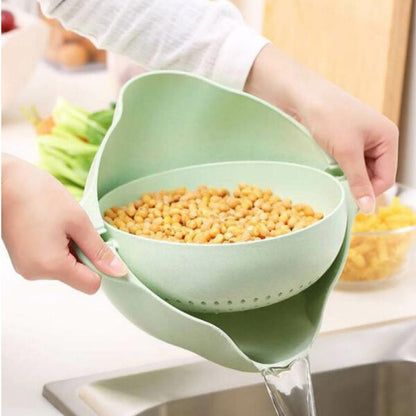 Double Layer Fruit & Vegetable Drain Basket ( green)