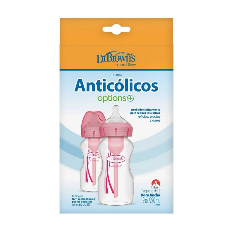 Options+ Anti-Colic Wide Neck Baby Bottles