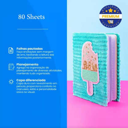 Notebook with Lined Notepad A5 Plush Cover Cuteness 80 Sheets
