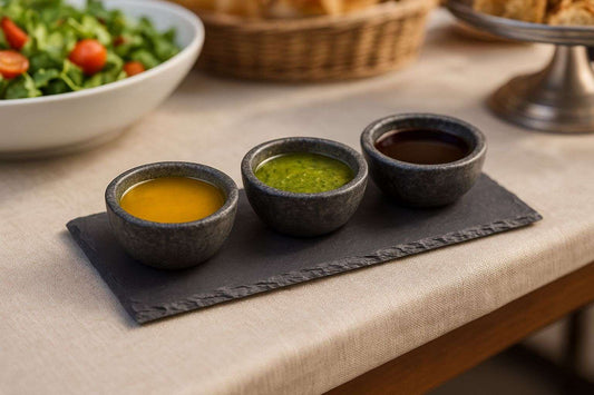 Set of 3 Serving Granite Bowls & Plate - by Reeko Design
