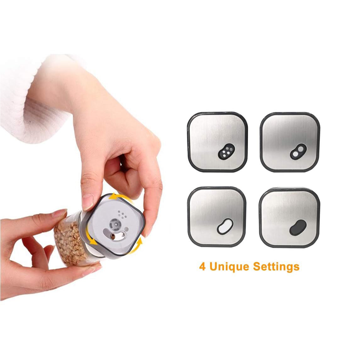 2-Pieces Square Salt and Pepper Stainless Steel Glass Bottom With stand