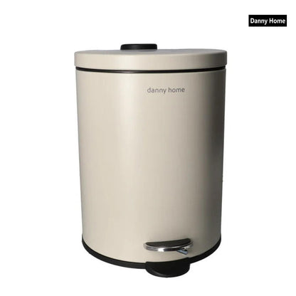 Danny Home 5L Carbon Steel Pedal Trash Can – Matte Beige