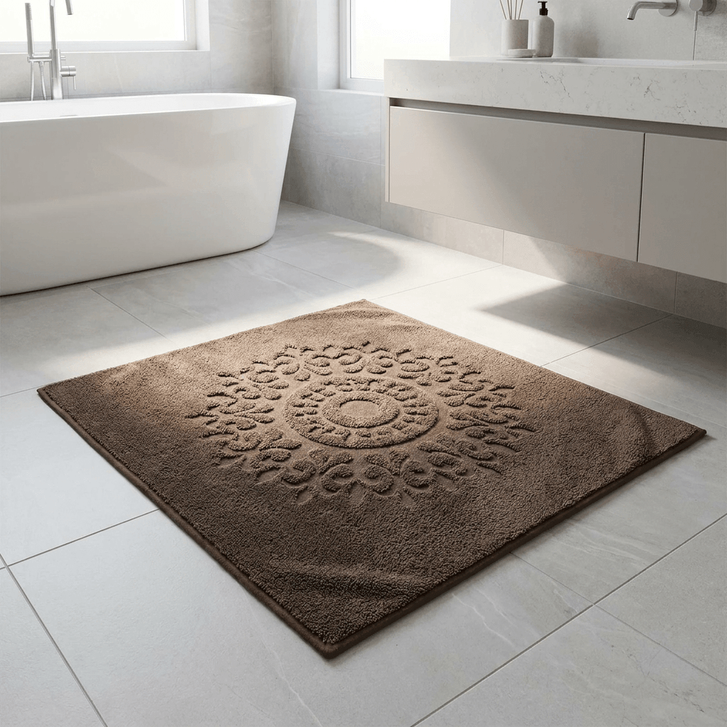 Aquanova Brown Embossed Bath Mat