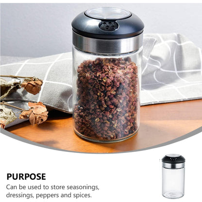 Multifunctional Glass With Stainless Steel Salt, Spice Jar