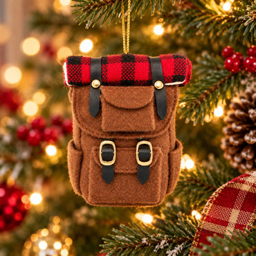 Migros Noël Felt Backpack Christmas Ornament with Plaid Roll