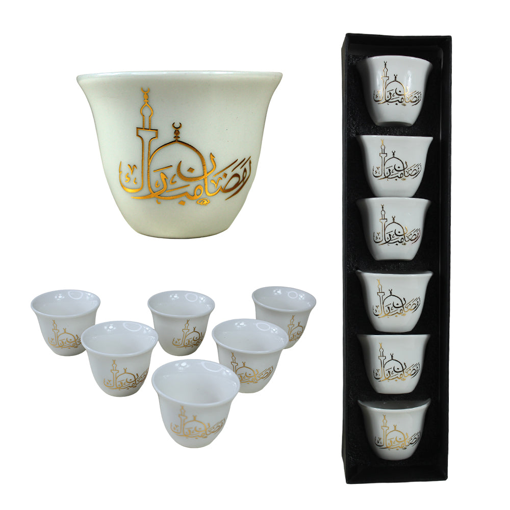 Ramadan Mubarak, 6-Pieces Ceramic Coffee Cup Set