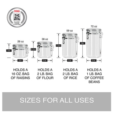 4pcs Clear Canister Set with Clamp Lids