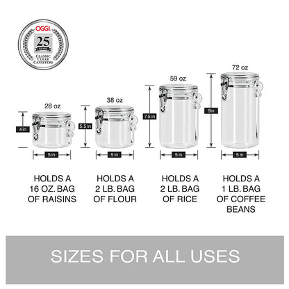 4pcs Clear Canister Set with Clamp Lids