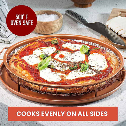 2 Piece Set Round Copper Air Fry Crisper Tray