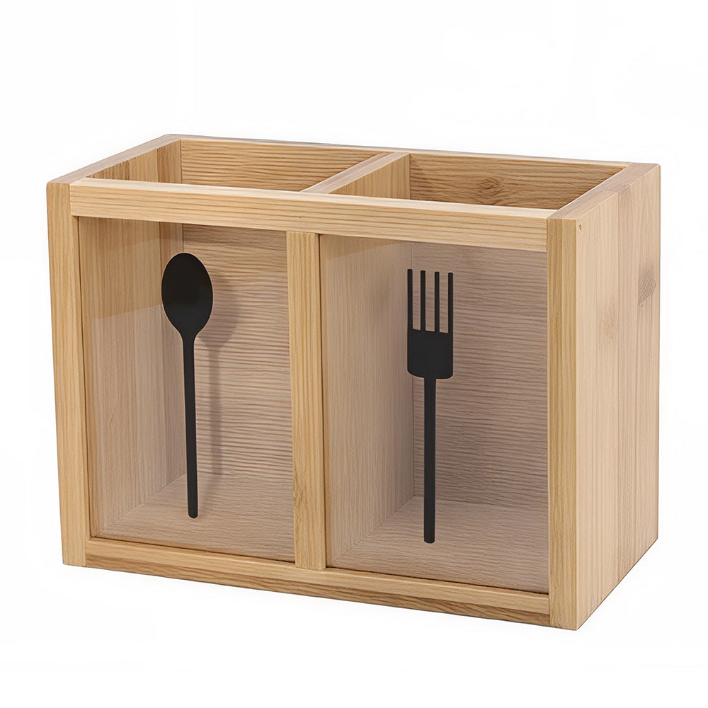 Bamboo Utensil Holder – 2 Section
