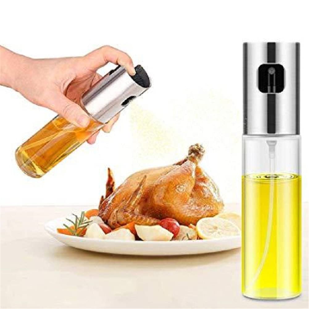 Silver Plastic with Glass Olive Oil Sprayer Dispenser For Cooking 100-ml