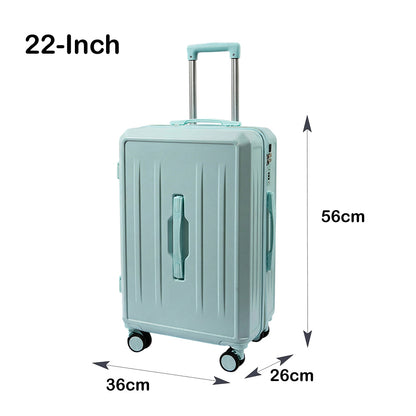 Carry-On Suitcase with USB Charging & Cup Holder (Blue)
