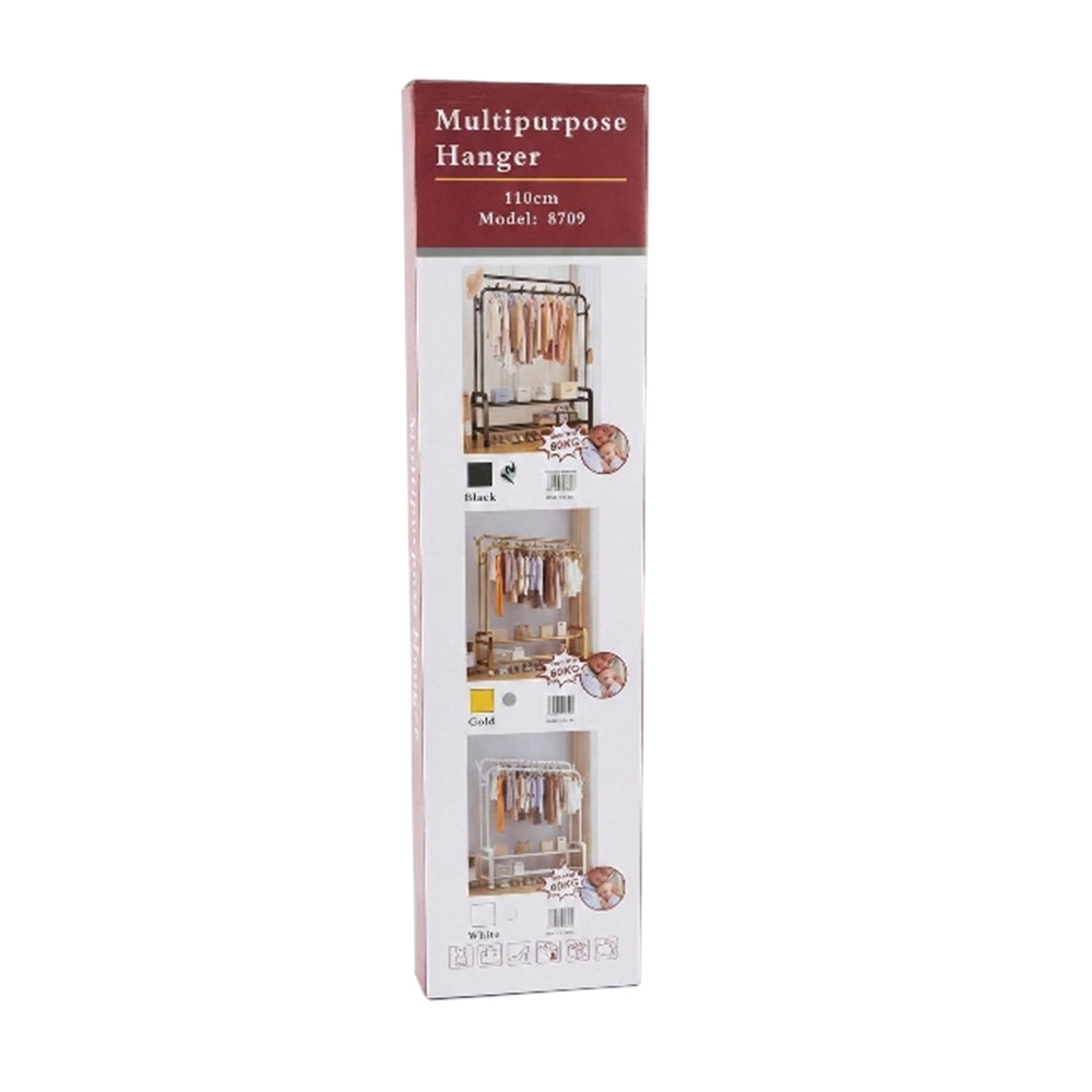 2-in-1 Modern Wheeled Garment Rack with Ample Hanging Space, Shoe Storage Sturdy Hold 60KG (H110 x D57 x W150)cm