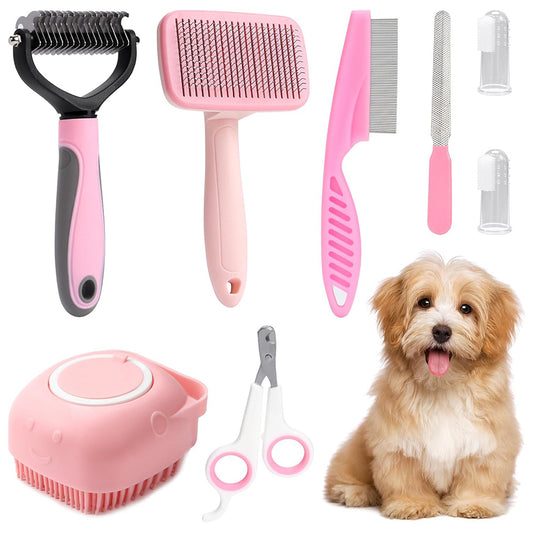 8-Piece Dog & Cat Grooming Brush Kit – Complete Pet Care Set