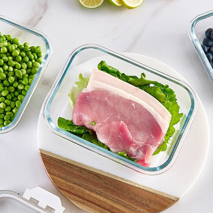 900ml Borosilicate Rectangle Glass Food Storage Container With Microwave, Freezer & Dishwasher Safe NFH-77338