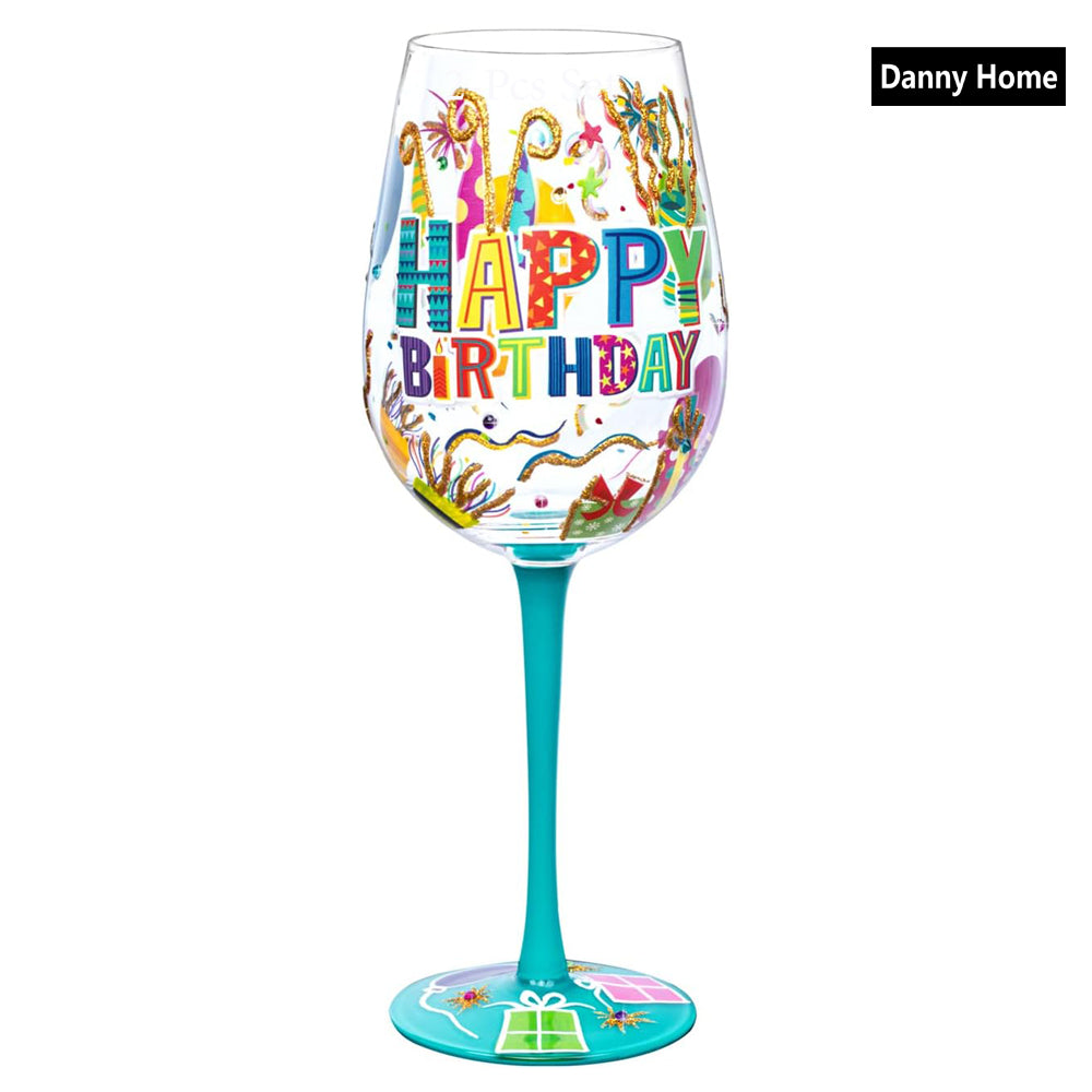 Danny Home Hand-painted Wine Glass Happy Birthday