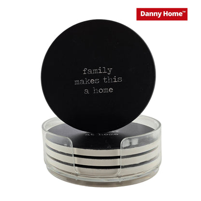 Danny Home Black Porcelain Round Drink Coasters