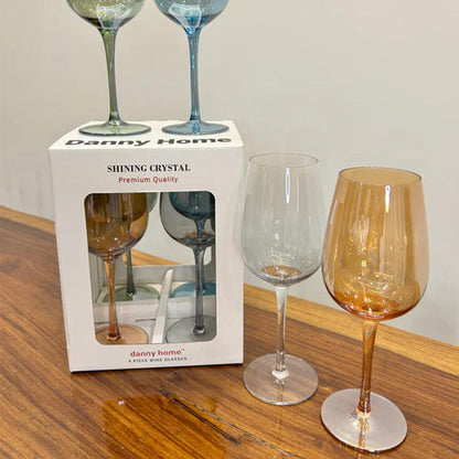 Danny Home Premium Quality Colored Crystal 4-Pcs Wine Glasses