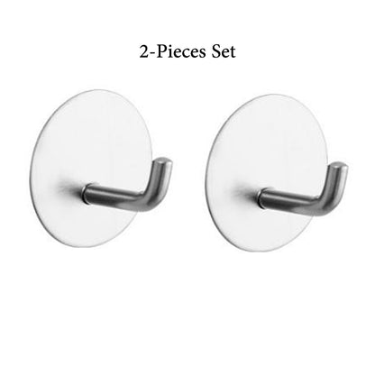 2-Pieces Heavy Duty No Drill Stainless Steel Self Adhesive Hooks 1004-2/5