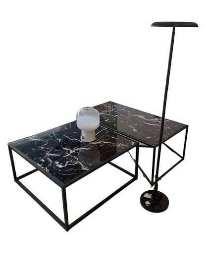 Nevio-1 Glass Marble Look Rectangular Table by Reality