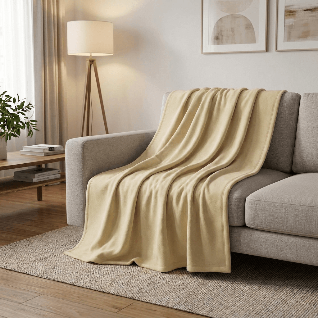 Vega Cream Fleece Throw Blanket