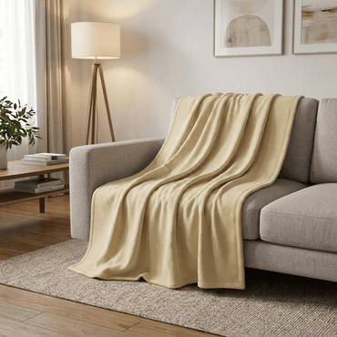 Vega Cream Fleece Throw Blanket